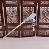 祥云玉如意流苏发簪古风小众设计感簪子复古盘发发钗簪花头饰发饰 F0827祥云玉如意-银色