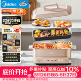 美的（Midea）多功能锅火锅专用锅超薄速沸分控电火锅电蒸锅多用途锅烤肉锅蒸烤涮一体料理锅6.5L DLS332266