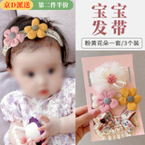 随灿婴儿发带周岁百天新年拍照蕾丝皇冠发饰女宝宝不勒头韩版公主头花 宝宝发带【粉黄花朵1套装】 (建议0-1岁)