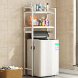 密林洗衣机置物架落地阳台上开翻盖架子卫生间收纳架 双层翻盖白