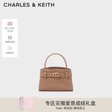 CHARLES&KEITH鳄鱼纹凯莉包手提斜挎婚包包女包生日礼物送女友CK2-50270880-1 BLUSH浅红色 S