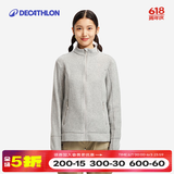 迪卡侬（DECATHLON）保暖户外抓绒衣外套男女运动宽松秋摇粒绒外套冲锋衣内胆 女款-全拉链-浅灰色 S
