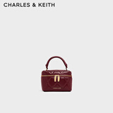 CHARLES&KEITH菱格链条手提斜挎小方包盒子包包女包生日礼物送女友CK2-80782534 CK2-80782534-ABurgundy葡萄酒红色 小包