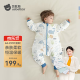 贝肽斯睡袋婴儿春秋冬季新生宝宝防踢被恒温保暖儿童分腿防惊跳连体衣服 秋冬中厚-感温(10-20℃）海鲸 L码 90-100cm(建议2-4岁）