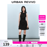 UR春季新款女摩登气质褶皱收腰显瘦无袖连衣裙UYY750030 黑色 XL