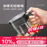 双枪自动开盖调料盒调味罐套装家用厨房盐罐瓶玻璃收纳盒枪灰2件套