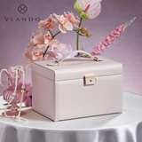 VLANDO带锁首饰盒小羊纹高档大容量收纳盒结婚礼物生日礼物送女友