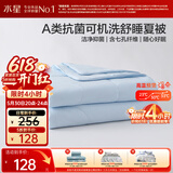 水星家纺夏凉被双人空调被子夏季可机洗裸睡薄被子夏被芯200cm×230cm蓝
