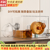 酷奇宠仓鼠笼子彩透360°全景别墅金丝熊笼子仓鼠窝用品带水壶跑轮浴室 单层一体式彩透 橙色 豪华套餐