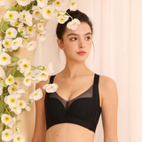 尼珂莉（niKeLI）无痕内衣女夏季超薄款聚拢无钢圈女士文胸收副乳防下垂调整型大码 黑色 80C (36)