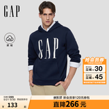 GAP男女装春款logo印花抓绒宽松套头连帽衫卫衣786923 海军蓝 2XL (185/104A) 亚洲尺码