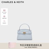 CHARLES&KEITH鳄鱼纹凯莉包手提斜挎婚包包女包生日礼物送女友CK2-50270880-1 Sea Salt Blue海盐蓝（新色） S