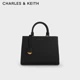 CHARLES&KEITH吊牌大容量托特包手提单肩妈妈包包女包生日礼物CK2-50160152 Black黑色 L