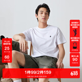 杰克·琼斯（JACK&JONES）26年男装四季打底T恤男士凉感透气多色情侣款短袖t恤水洗不易走形 白色A06 L 180