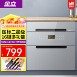 金立厨电消毒柜家用小型嵌入式厨房高温镶嵌式消毒碗柜 【120L三层灰】升级16键多功能+童锁 二星级