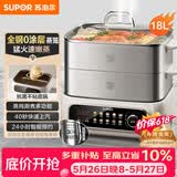 苏泊尔（SUPOR）电蒸锅 家用多功能炖蒸煮一体电热锅 0涂层不锈钢蒸屉 电煮锅 18L ZN30FC669