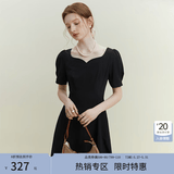 范思蓝恩黑色法式气质显瘦连衣裙女夏季赫本风小黑裙设计感12125 黑色 M