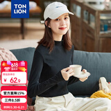 唐狮（TonLion）2021打底衫女内搭长袖T恤半高领短款上衣 加绒/黑色/二批 S 