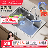 九牧（JOMOO）304不锈钢厨房大单槽水槽套餐厨房洗水洗菜盆单槽 68*45【0涂层不锈钢】含龙头 （SUS304不锈钢大单槽）