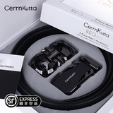 CerrnKutta男士真皮时尚休闲皮带情人节商务头层青年百搭韩版耐磨腰带礼盒装 03枪色双扣头单腰带礼盒套装 115cm 联系客户备注长度110到130