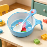 五和（WUHE）辅食碗儿童餐具宝宝吃饭碗卡通带手柄婴幼儿碗耐树脂食品级防烫 小猪佩奇单柄碗400ML+勺子