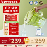 倍世（BWT） 德国甜镁净水壶过滤水净水器家用 欧洲进口滤芯去水垢增强55% 益家系列大容量过滤器礼物 【去水垢滤芯】1壶6芯绿色