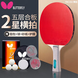 蝴蝶（BUTTERFLY）乒乓球拍横拍/长柄 双面反胶皮5层二星级兵拍202 含拍套