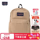 JANSPORT杰斯伯书包轻便双肩包男女旅行包简约背包电脑包学生校园 4QUE7R5奶咖/卡其色-侧袋+隔层