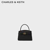CHARLES&KEITH金属扣带凯莉包婚包手提单肩包包女包生日礼物送女友CK2-50270880 Black黑色 S