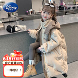 G.duck小黄鸭女童羽绒棉服2025冬新款儿童加厚棉袄中大童冬季中长款外套 卡其色 标准尺码 150
