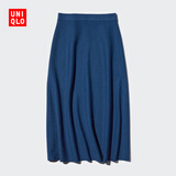 优衣库罗纹针织喇叭裙女装478325 66 蓝色 M /160/68A