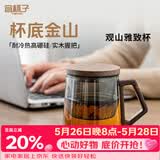 宜杯子高硼硅玻璃杯带盖茶水分离杯办公室过滤大容量泡茶水杯子男女家用