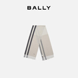 巴利（BALLY）秋冬新款 羊绒羊毛刺绣LOGO简约风保暖围巾 6309641 骨白色（赠送礼品袋）
