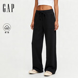 盖璞（GAP）女装秋季款花体刺绣logo抓绒宽松经典阔腿裤长裤卫裤793848