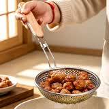 杰凯诺漏勺 不锈钢漏勺厨具过滤网油炸笊篱 油格 捞面捞饺子勺 木柄漏勺