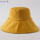 玖慕（JIUMU）防晒帽女士遮阳帽太阳帽渔夫帽凉帽夏季户外遮脸防紫外线帽子女 CW007 姜黄色