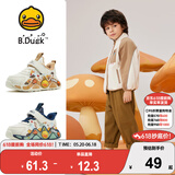 B.Duck小黄鸭童鞋男童运动鞋冬季儿童卡通保暖鞋短绒二棉鞋3016米棕25