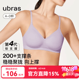 ubras【虞书欣同款】夹心软支撑小胸聚拢光面无痕内衣女无钢圈文胸罩 香提紫色 S + 70C/70D