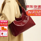 喵小姐（MISSMIAO）红色新娘结婚包包女2026新款通勤日常可用腋下斜挎包轻奢订婚礼物 酒红色+花束(高级感红色婚包实用大容量）