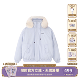 F426【赵露思同款】新国标90绒加厚大毛领工装派克连帽羽绒服 浅蓝色 S