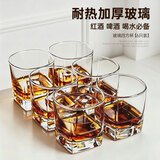 几物森林 玻璃杯啤酒杯洋酒杯烈酒杯家用威士忌洋酒杯水杯套装四方杯6只装