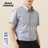 BLACKMONDAY轻奢DP免烫高级感纯棉短袖衬衫男夏季抗皱男士商务休闲正装衬衣
