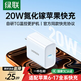 绿联20W充电器苹果17充电头适用iPhone17ProMax/16e/15/iPad平板小米华为手机氮化镓Type-C快充插头