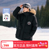 雪中飞【成毅同款】【鹅绒】男女同款羽绒服貉子毛领中长羽绒服工装保暖 黑色|8056 M 170/92A（尺码偏大选小一码）