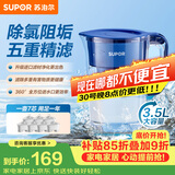 苏泊尔（SUPOR）家用净水壶 便携式滤水壶3.5L蔚蓝1壶7芯过滤净水器净水壶自来水活性炭过滤器滤水器家用版蓝色