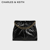CHARLES&KEITH子母链条大容量流浪包托特包单肩斜挎包女包生日礼物CK2-40671449 【L号】Black黑色 L