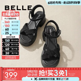 百丽（Belle）满钻条带繁星休闲凉鞋女商场款厚底凉鞋A9S2DBL4预售 黑色 39 (245mm)