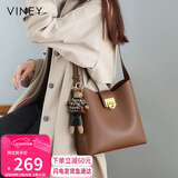 viney牛皮包包女包品牌水桶包轻奢单肩斜挎包生日礼物高级感送女友老婆