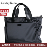 COWLEY KELLER商务公文包男电脑包男士手提包大容量通勤出差公事包单肩包斜挎包 黑色 14英寸 34*14*27cm