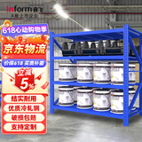 音飞INFORM货架仓储仓库货架置物架多层库房储物超强承重展示架铁架子加厚中型150*50*200cm蓝色主架四层可定制